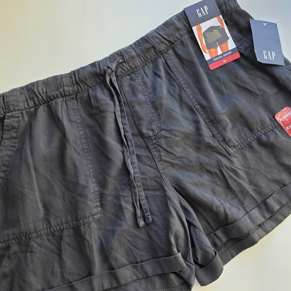 GAP Women's XL Black Tencel Drawstring Utility Shorts NWT MSRP 49.95‎